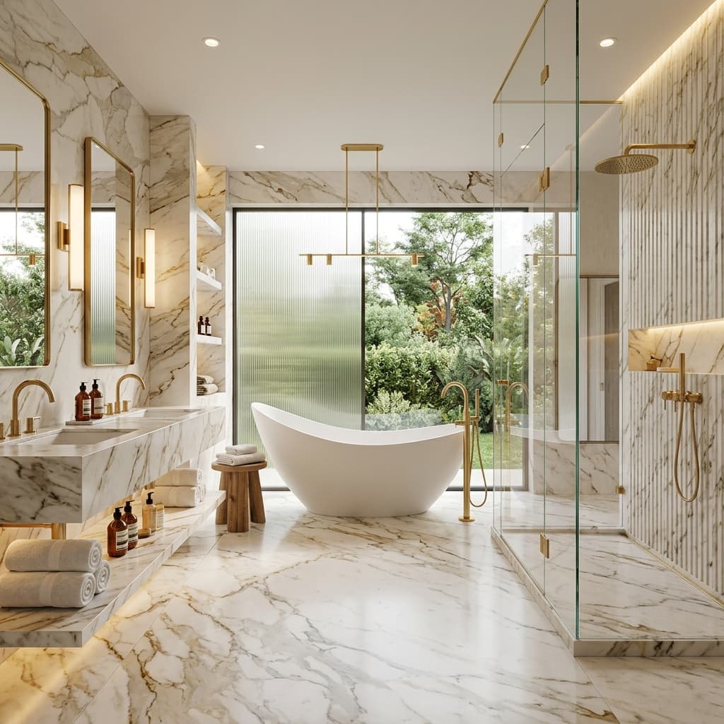 Washroom interior design by Mapal Interior Solution - Spa-Inspired Wellness Spaces